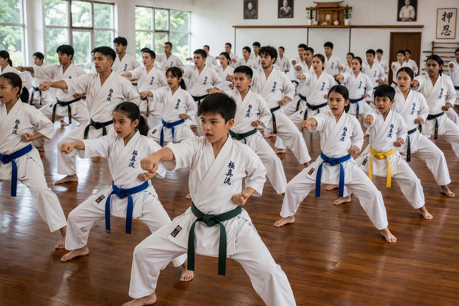 Group of KyokushinRyu students training together
